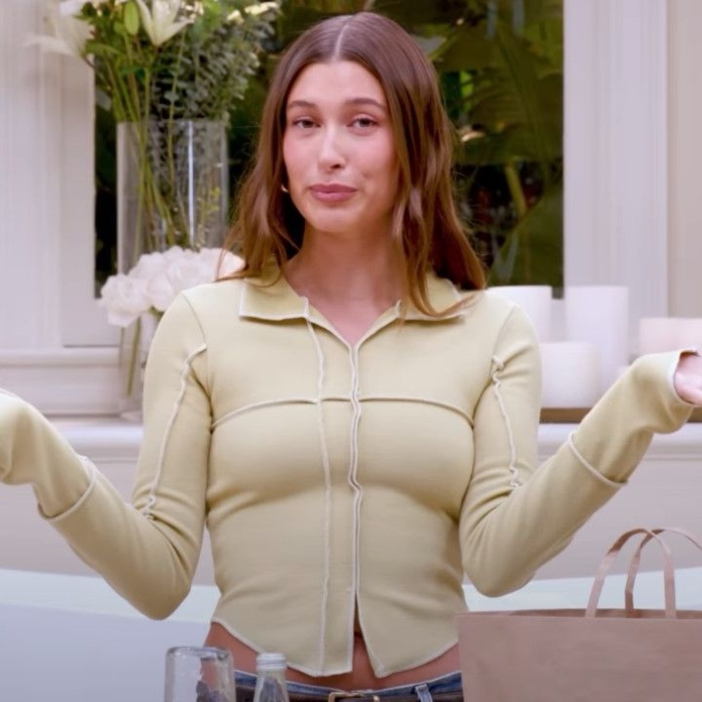 Source Unknown Beige/Mustard Yellow Long Sleeve Top